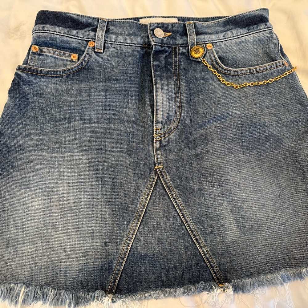 Givenchy Blue Denim Skirt with Black Label